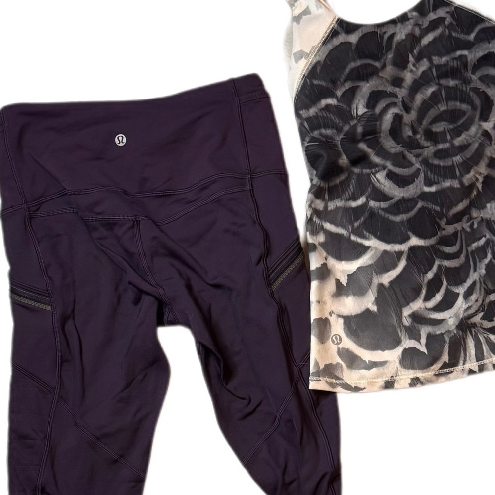 Lululemon Leggings With‎ Zipper Pockets & Tank Top Bundle Lot Women's Size 6